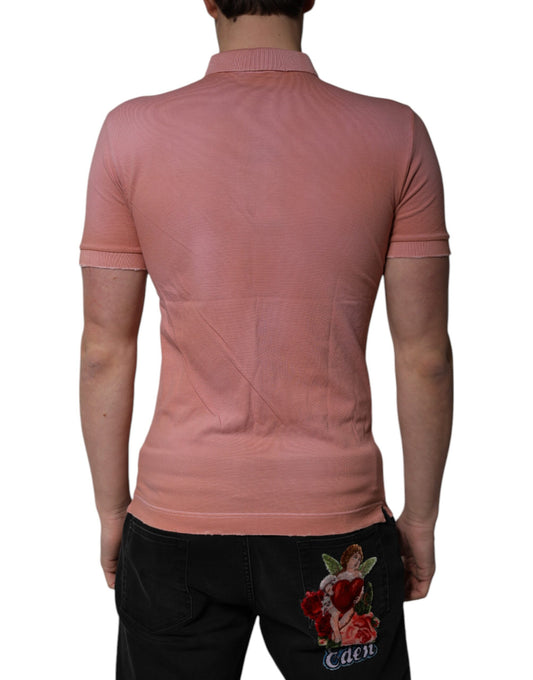 Pink polo shirt with short sleeves