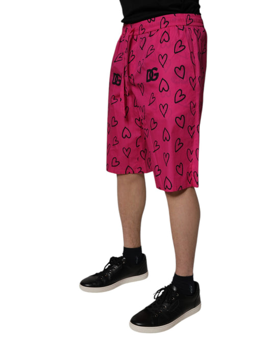 Pink shorts with heart pattern