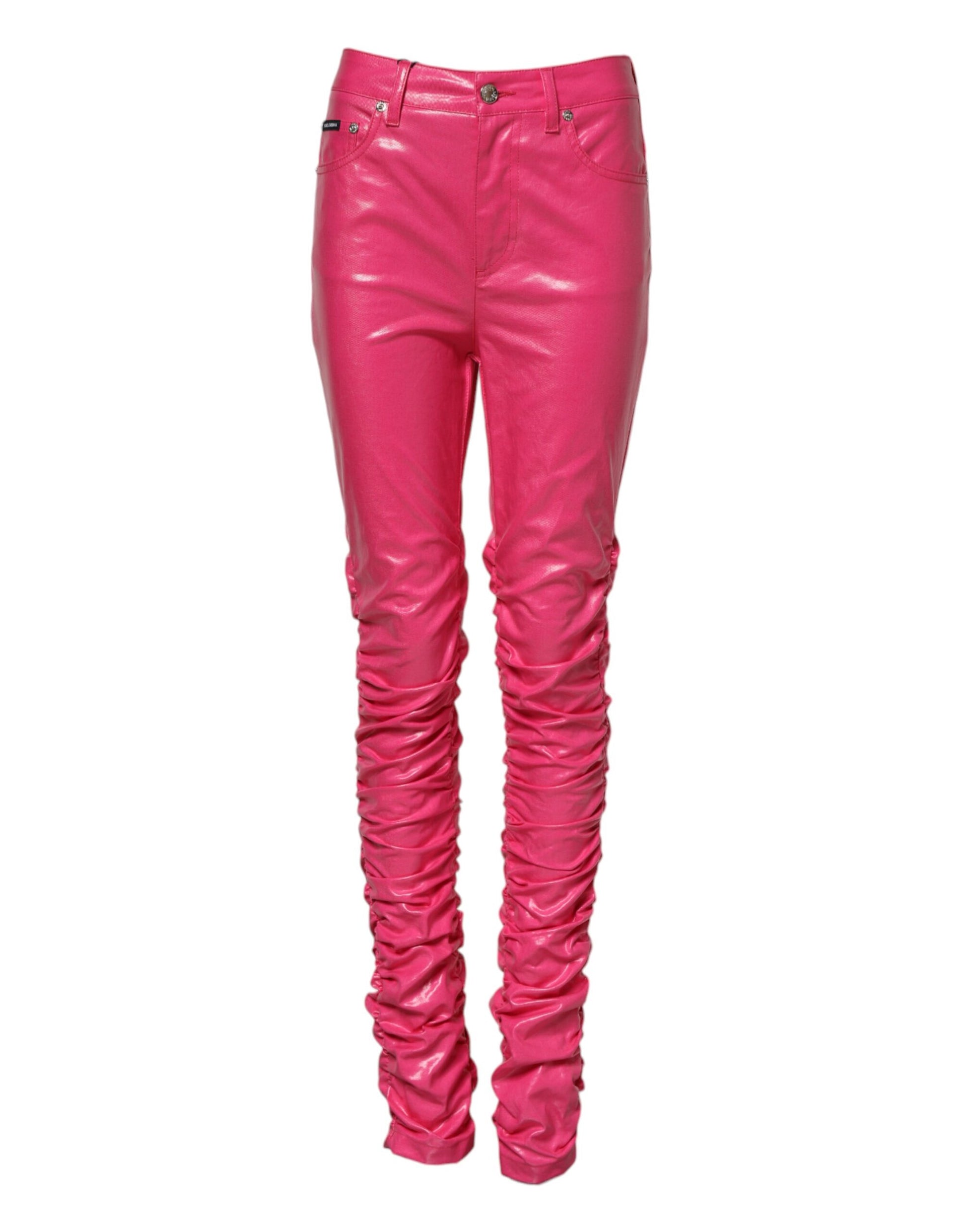Pair of pink leather skinny jeans