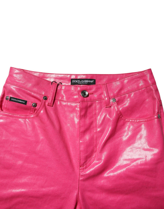 Pink leather pants with zippered pockets