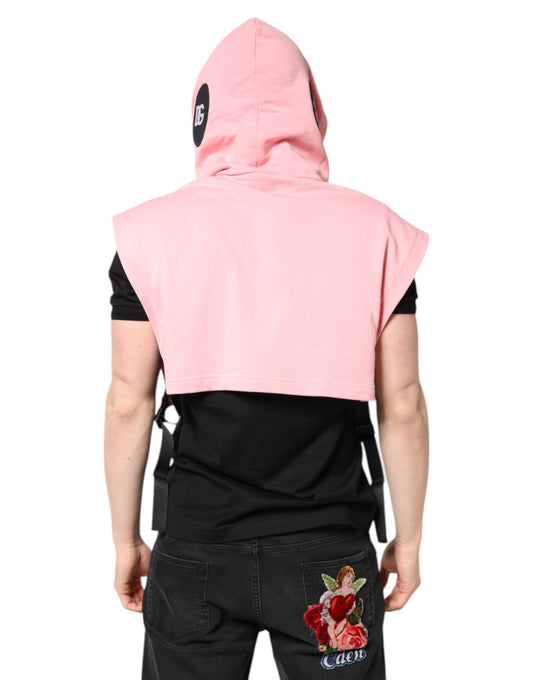 Pink hoodie with black sleeves