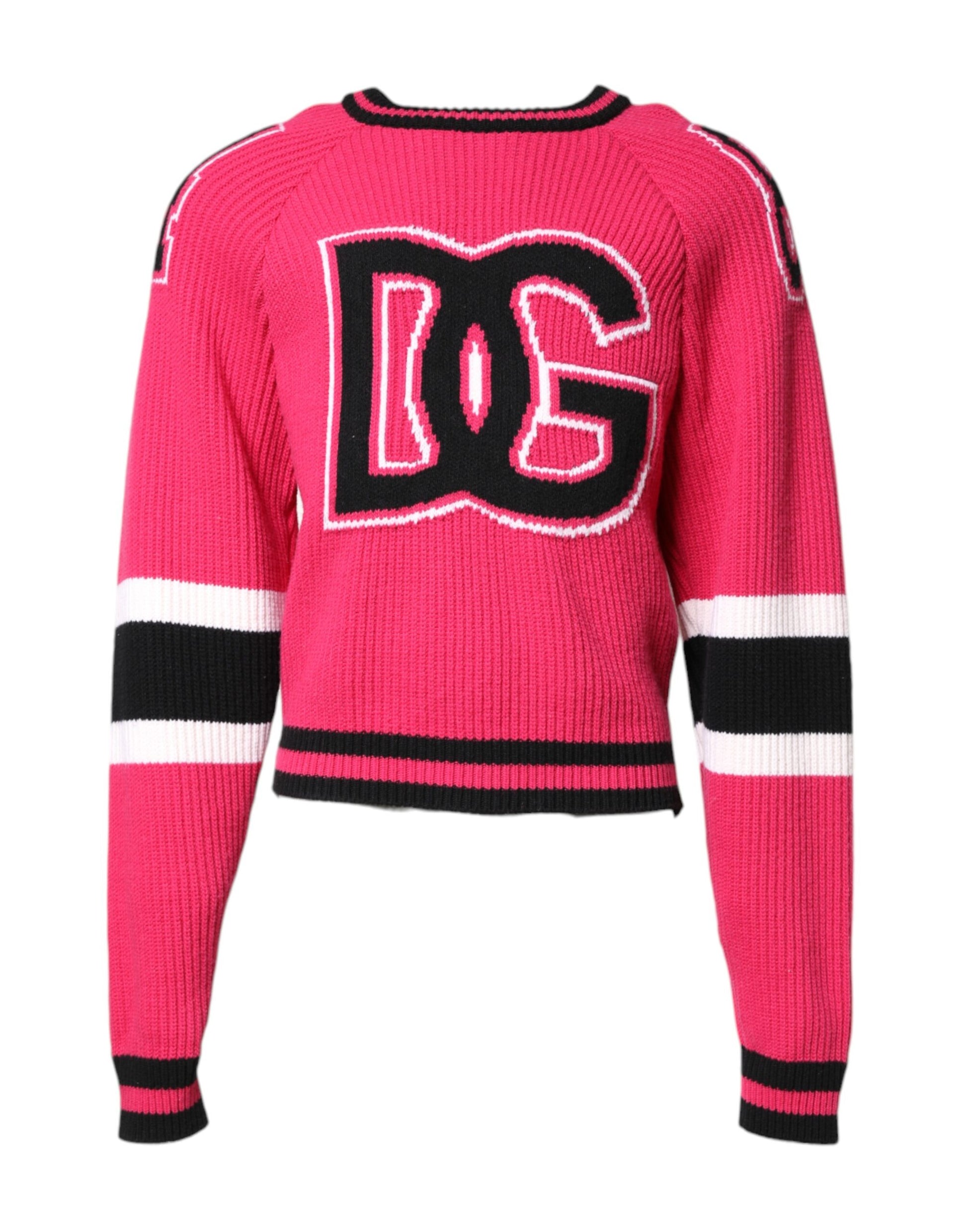 Pink sweater with DC logo on front