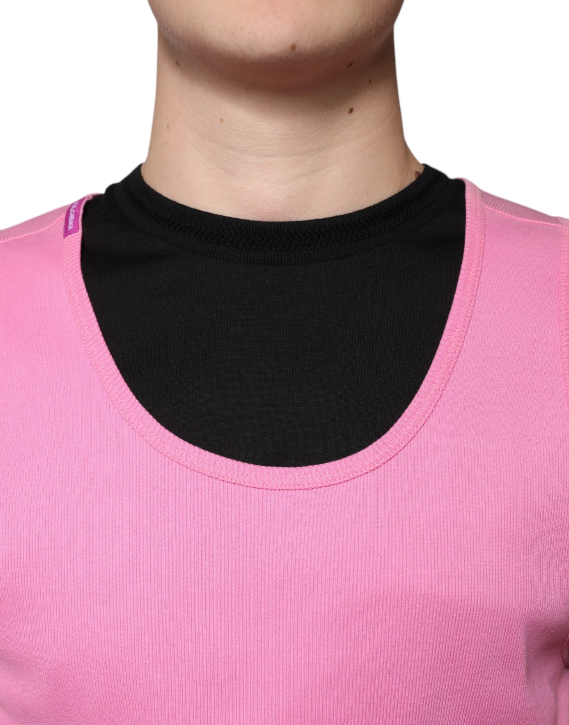 Pink sweater vest with black trim