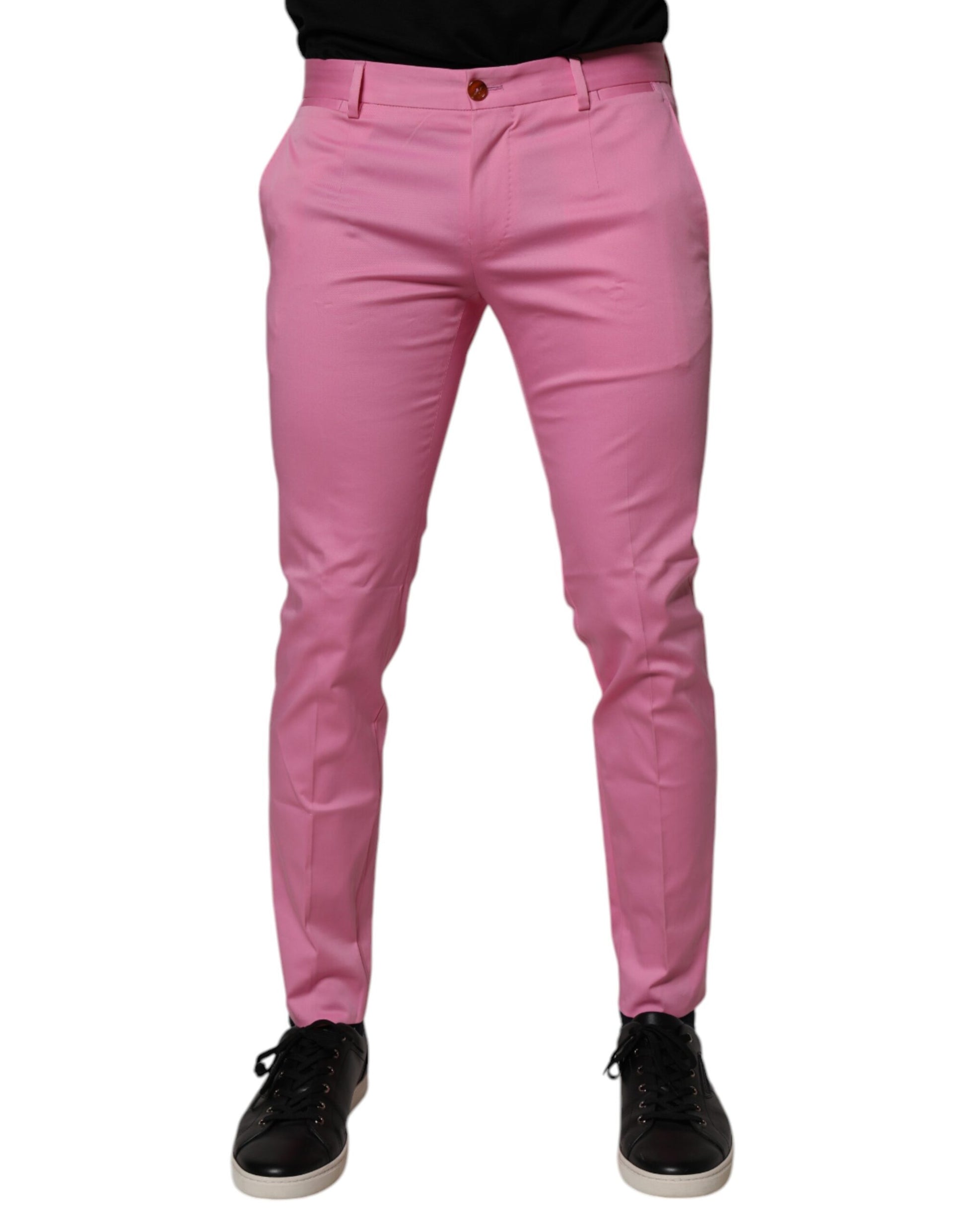 Pair of pink slim fit men's dress pants by Dolce & Gabbana