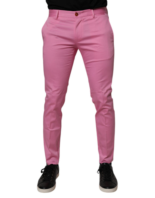 Pair of pink slim fit men's dress pants by Dolce & Gabbana