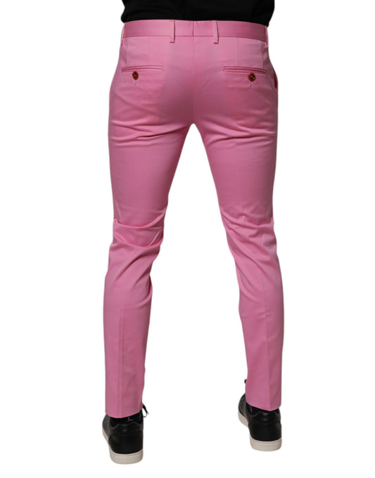 Pair of pink slim fit men's dress pants by Dolce & Gabbana