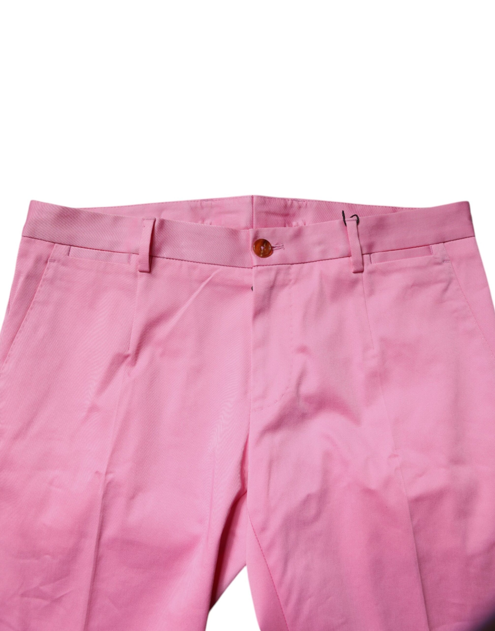 Pair of pink cotton slim fit men's dress pants