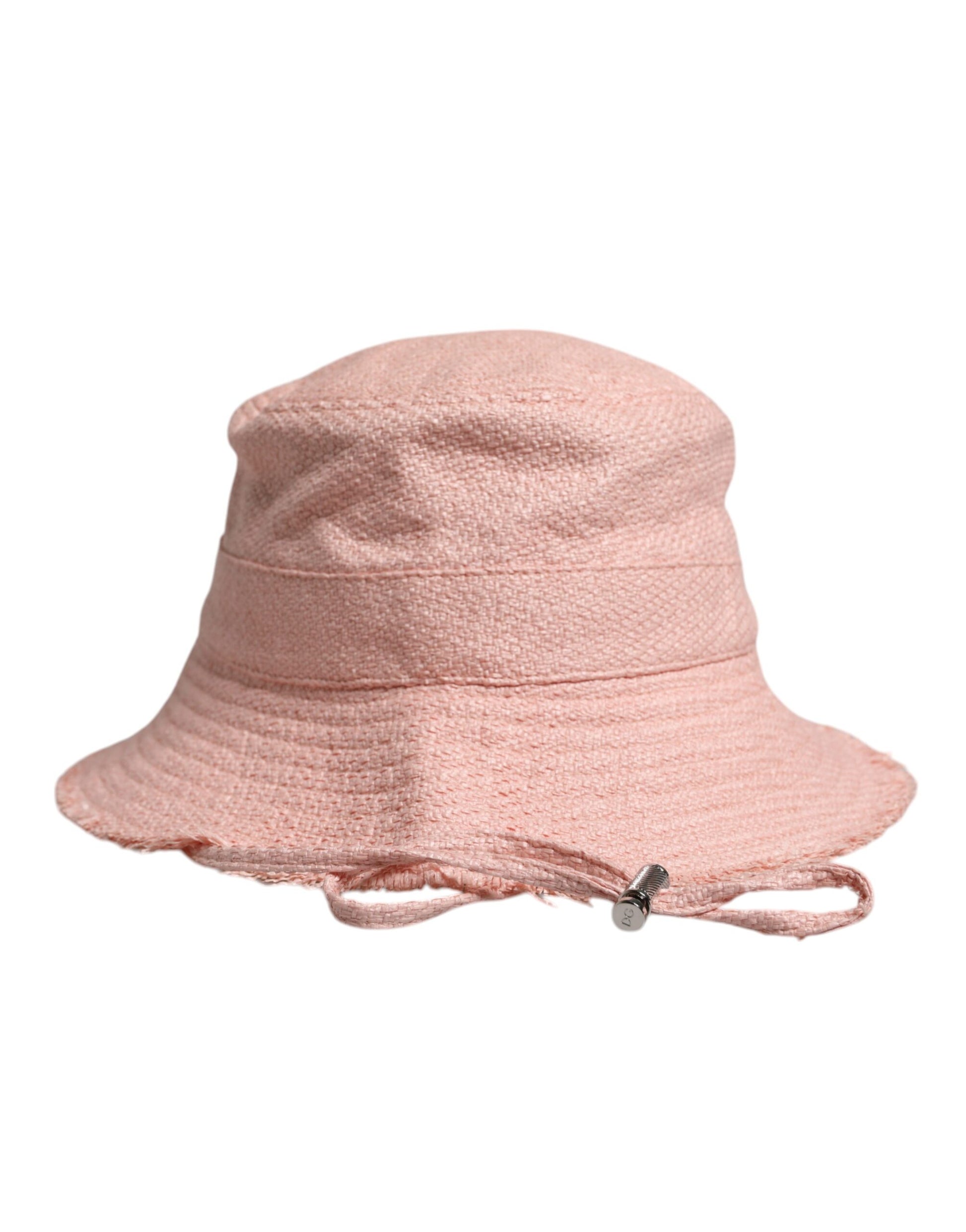 Pink bucket hat with drawstring closure