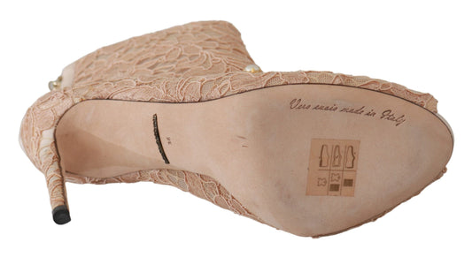 Pair of women's shoes with embroidered design and tag on insole