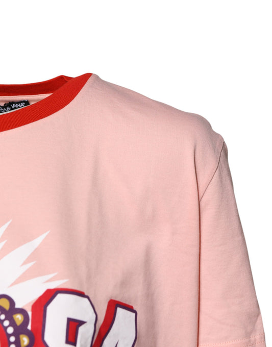 Pink t-shirt with graphic design on front