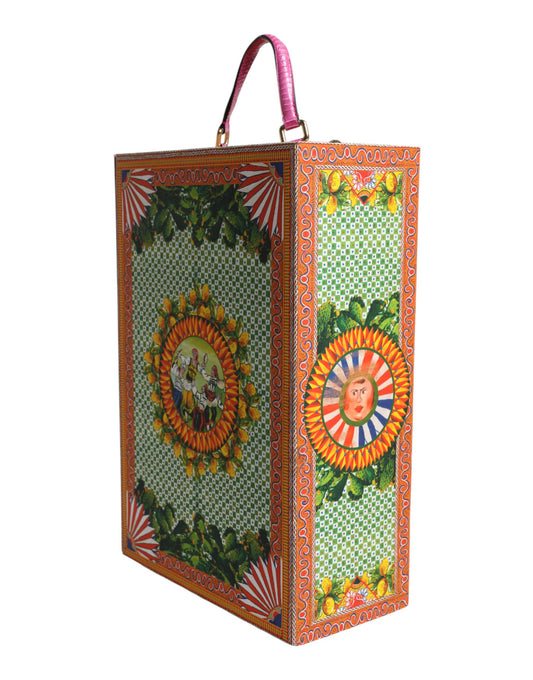A colorful ceramic box with a floral design and a portrait of a woman