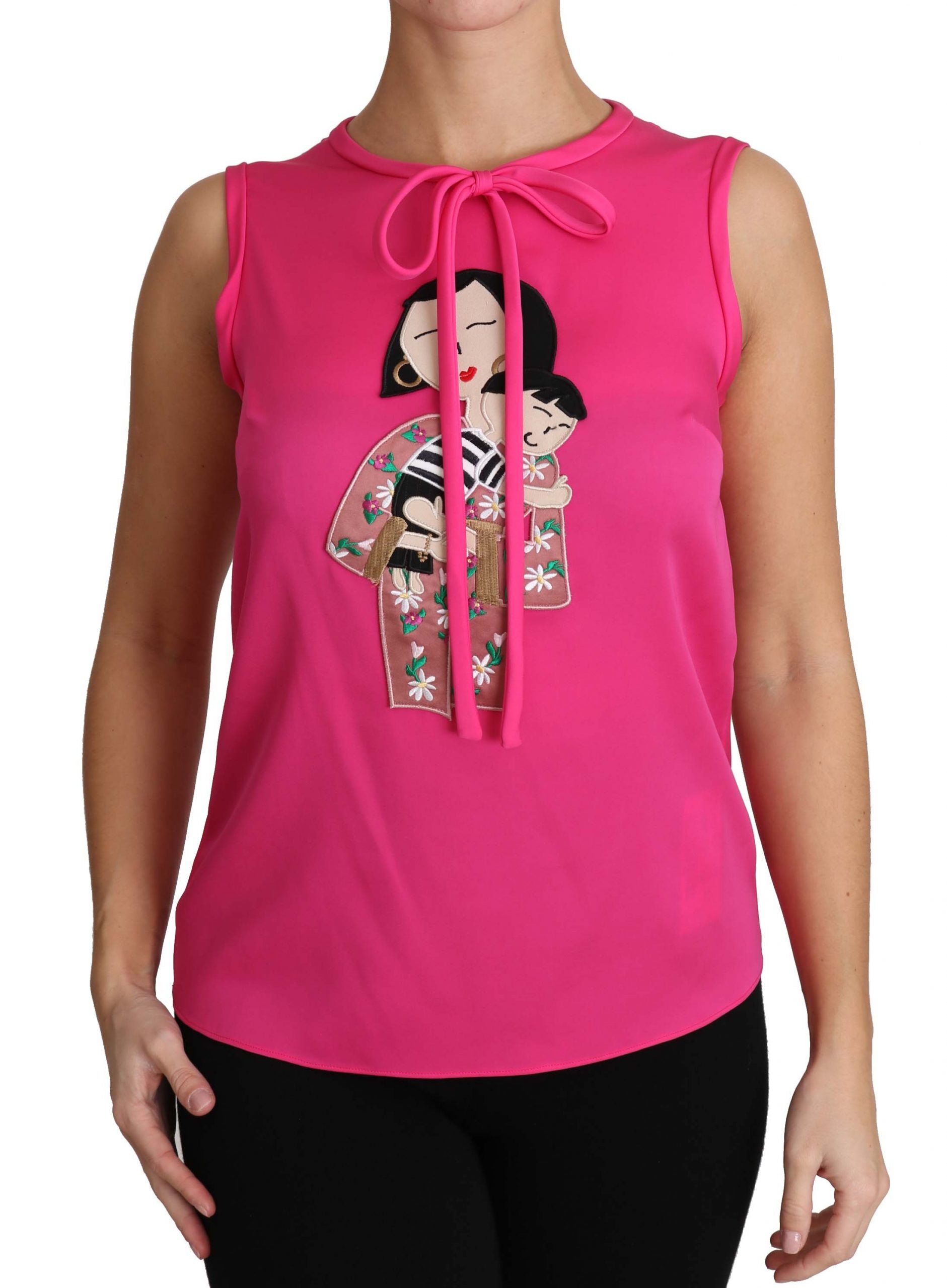 Pink tank top with graphic design on front