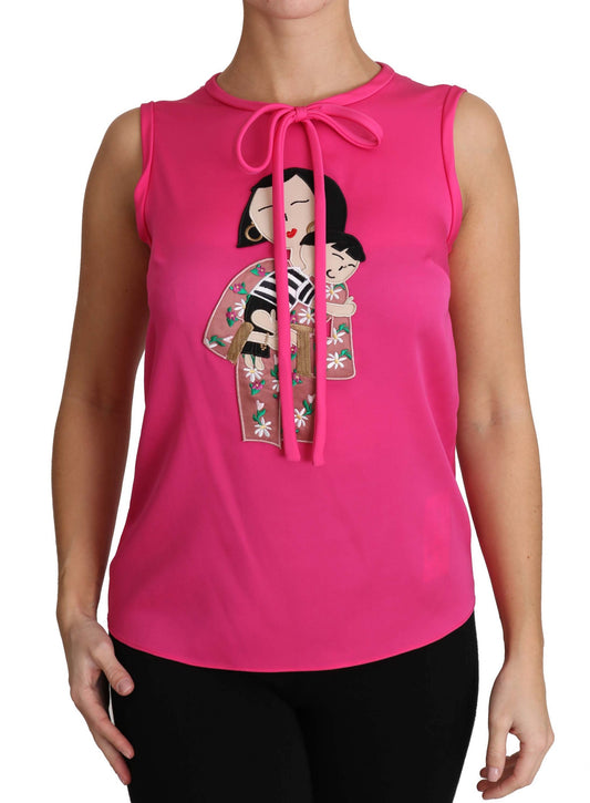 Pink tank top with graphic design on front