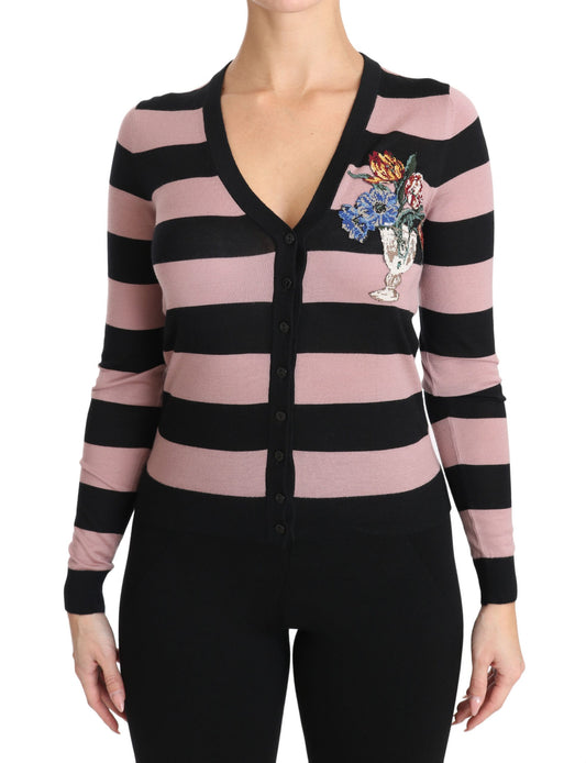 Pink and black striped sweater vest