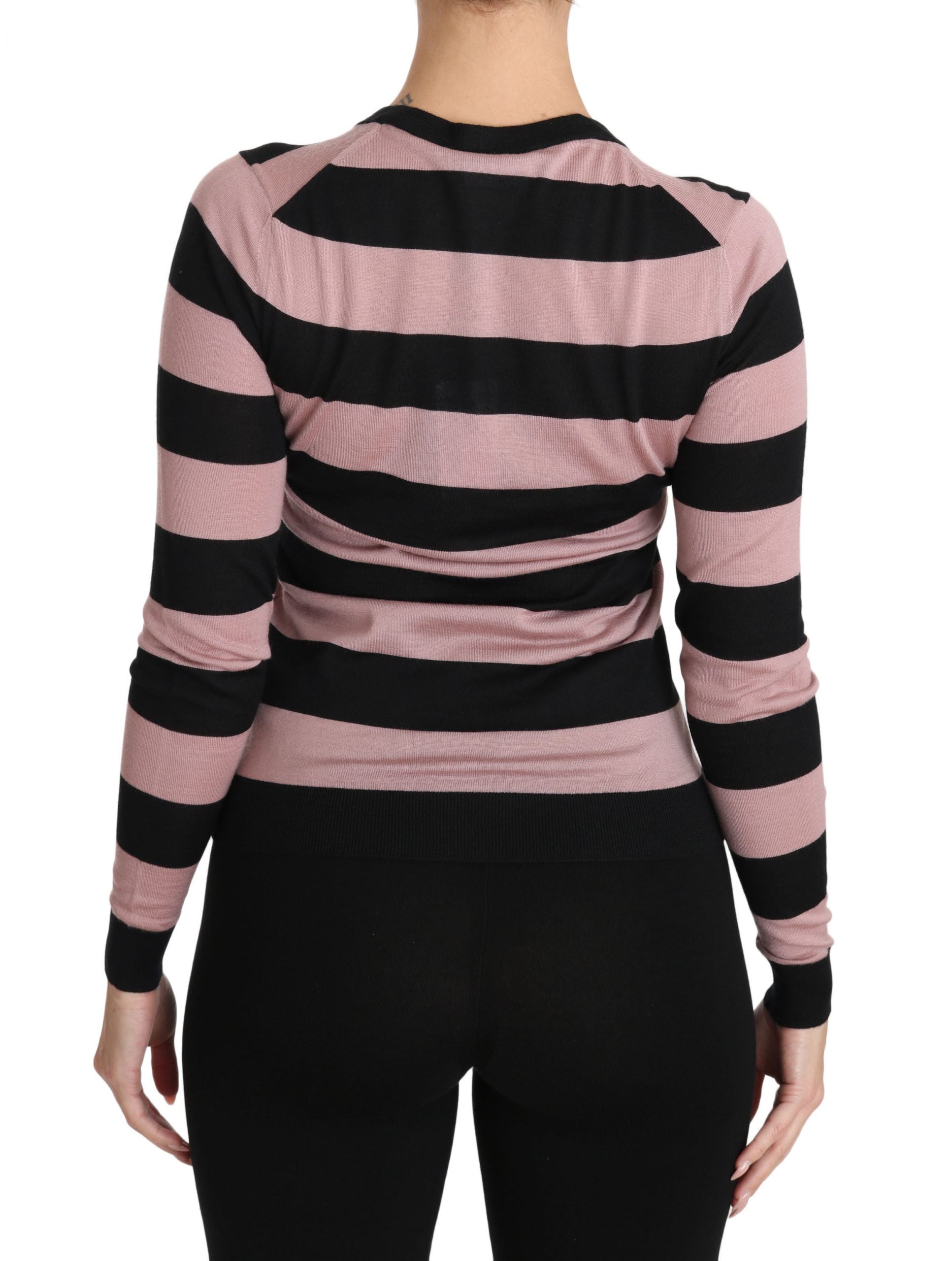 Black and pink striped long sleeve top