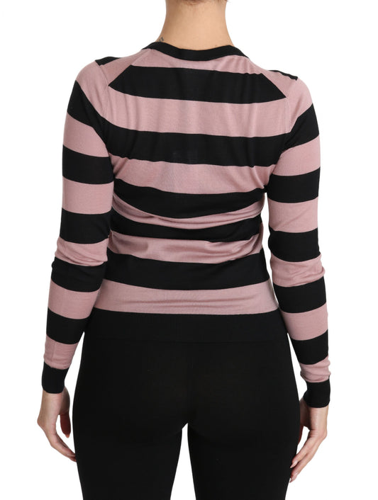 Black and pink striped long sleeve top