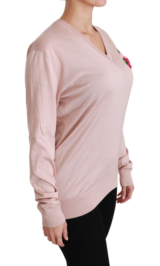 Long sleeve pink sweater on woman