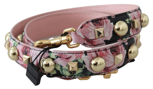 Pink floral belt with gold studs