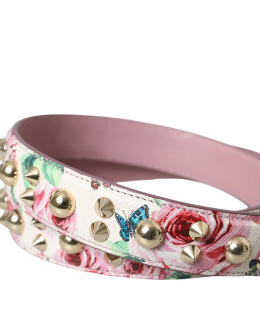 Pink floral belt with gold studs