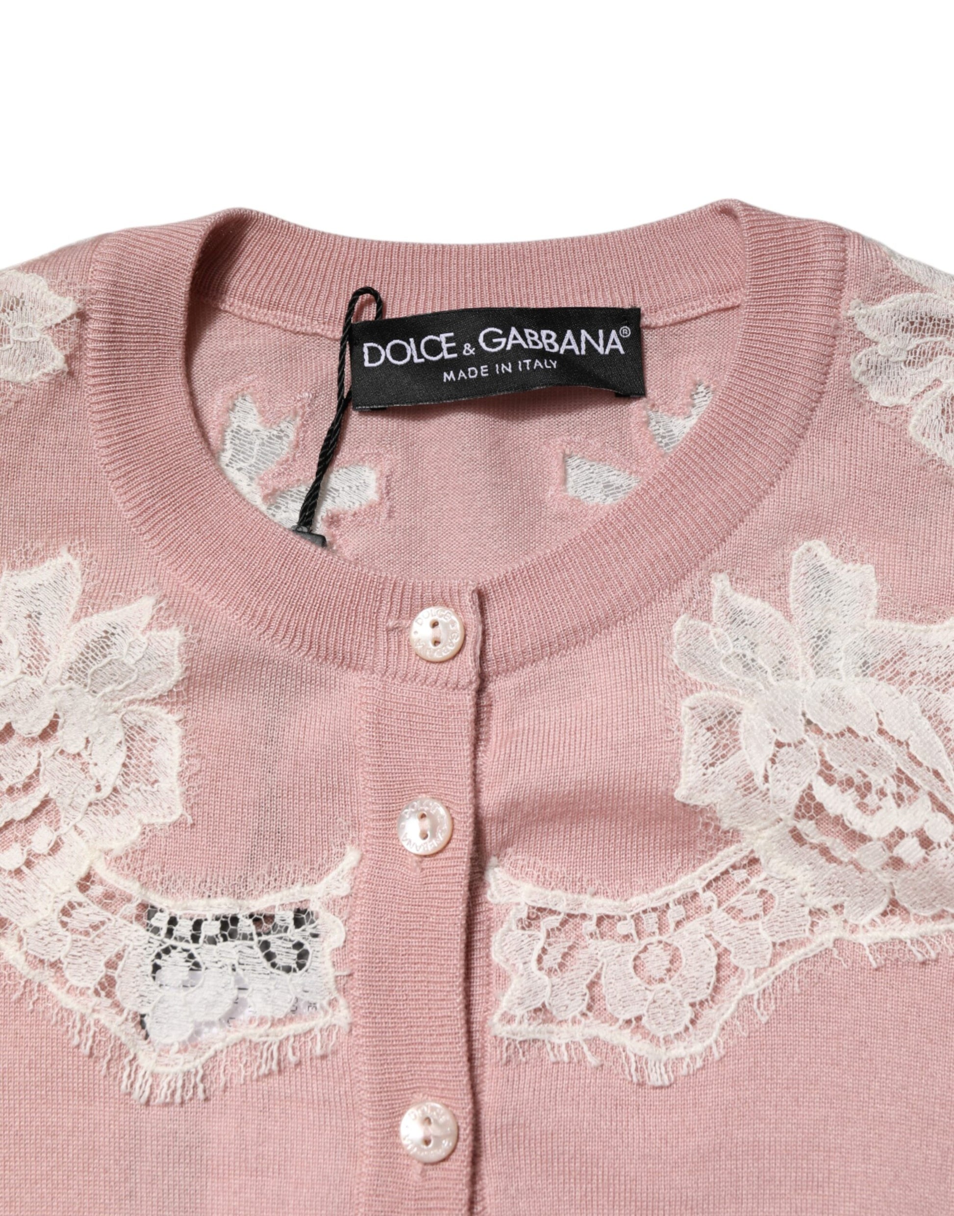 Pink lace cardigan with buttons