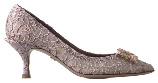 Pair of women's high heel shoes with embroidered design and rhinestone accents