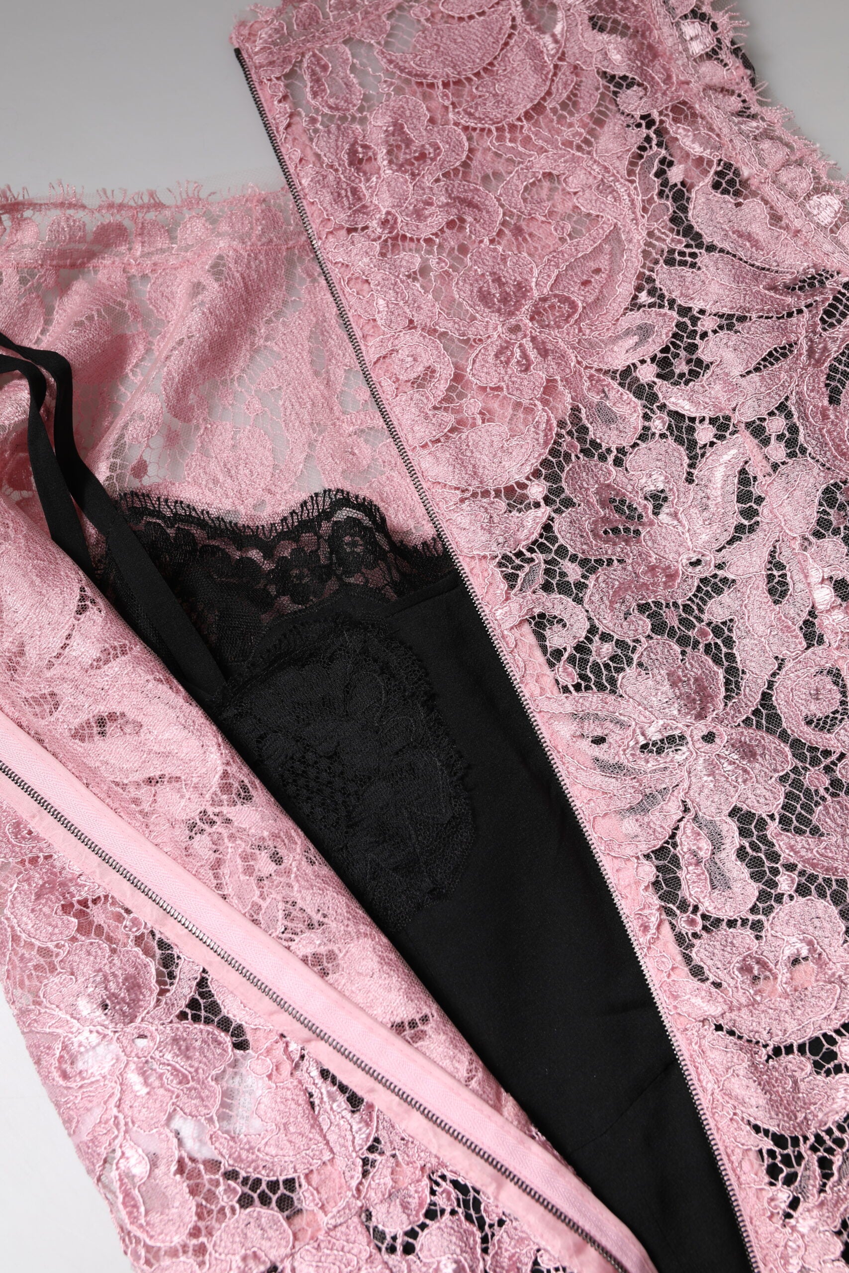 Pink floral lace sleeveless sheath dress by Dolce & Gabbana