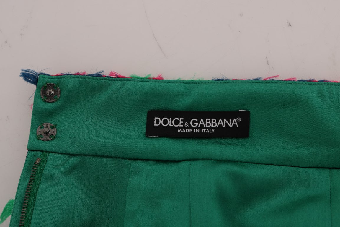 Green fabric with brand label on front