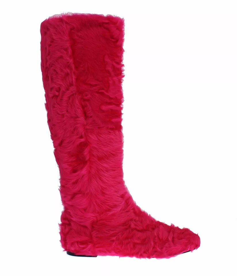 Red furry boot