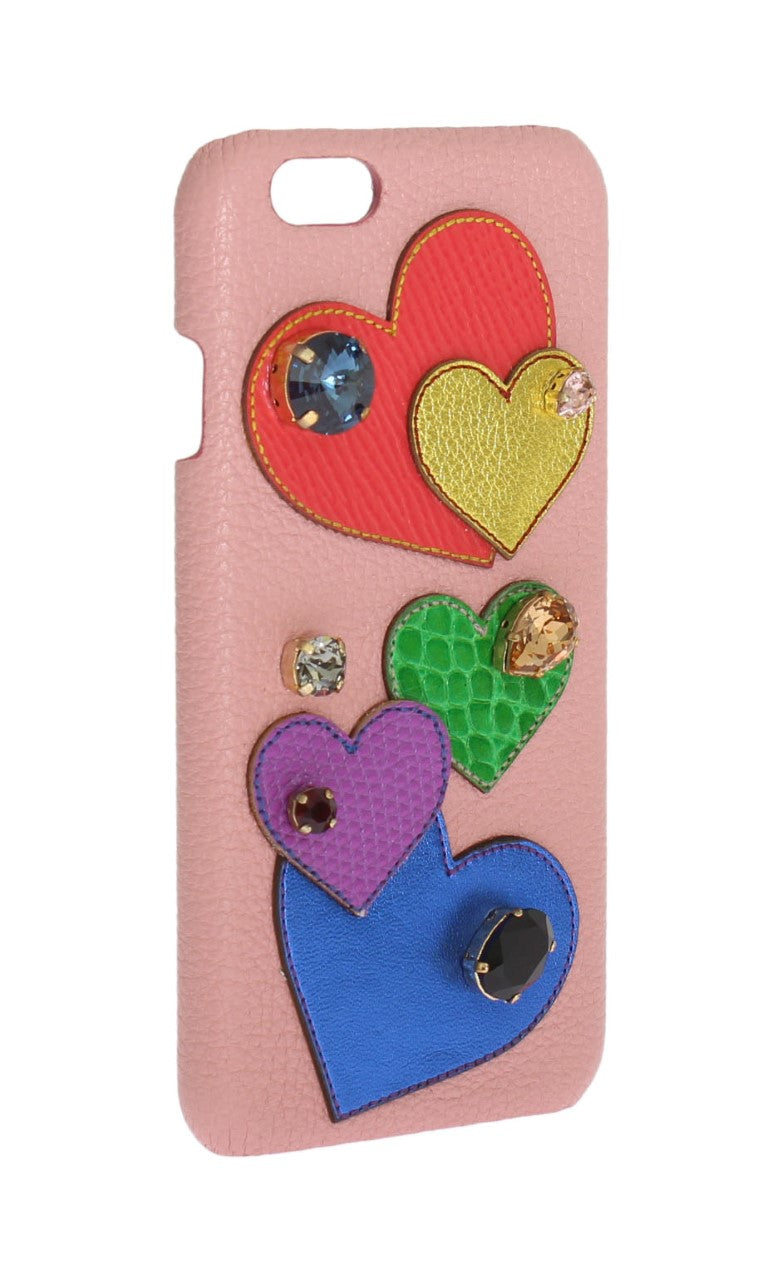 Pink phone case with hearts and jewels