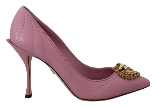 Pink high heel shoe with embellishment on toe