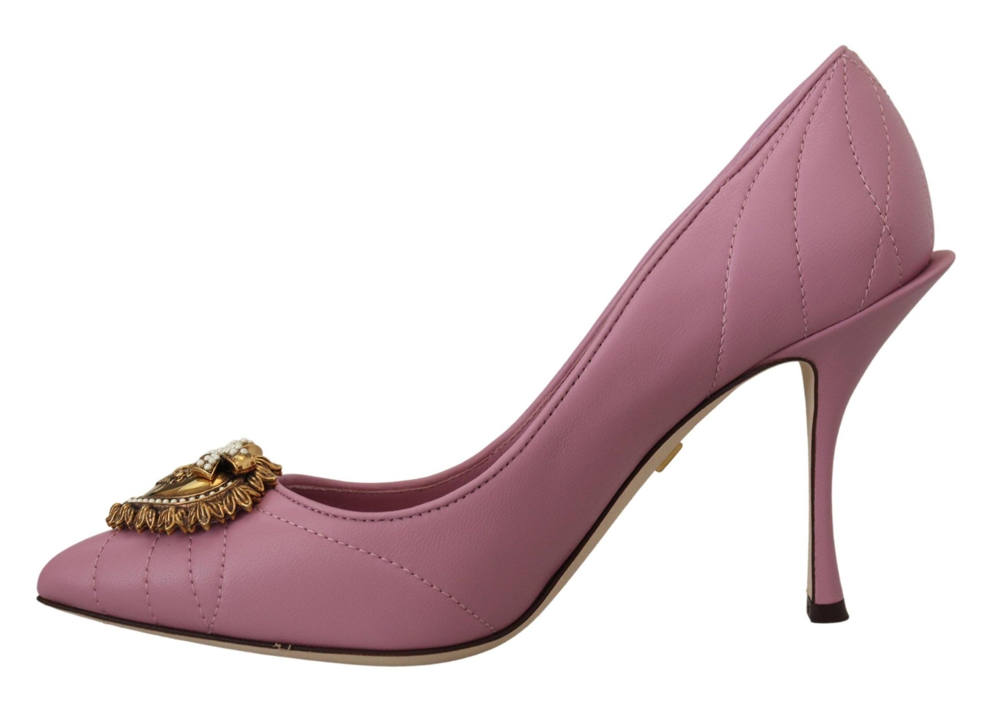 Pink high heel shoe with embellishment on toe