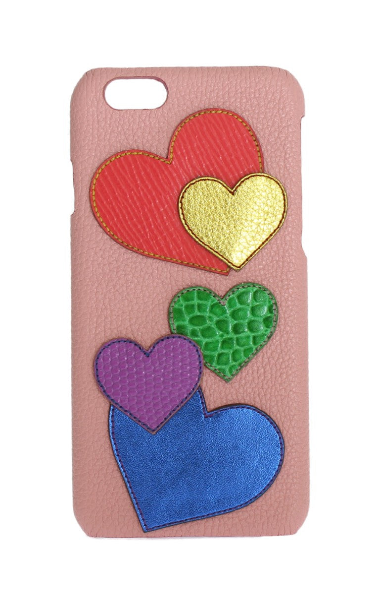 Pink case with hearts in different colors