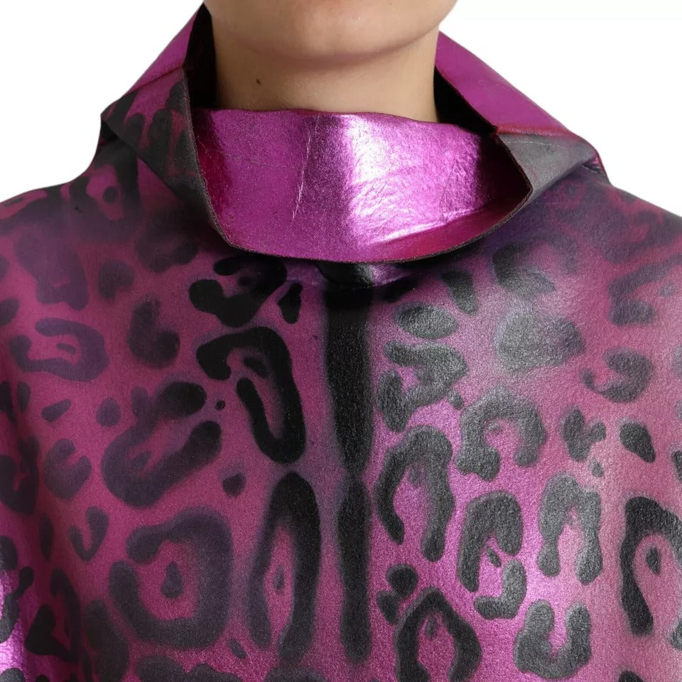 A pink leopard print midi dress with a polyester material and a shift style