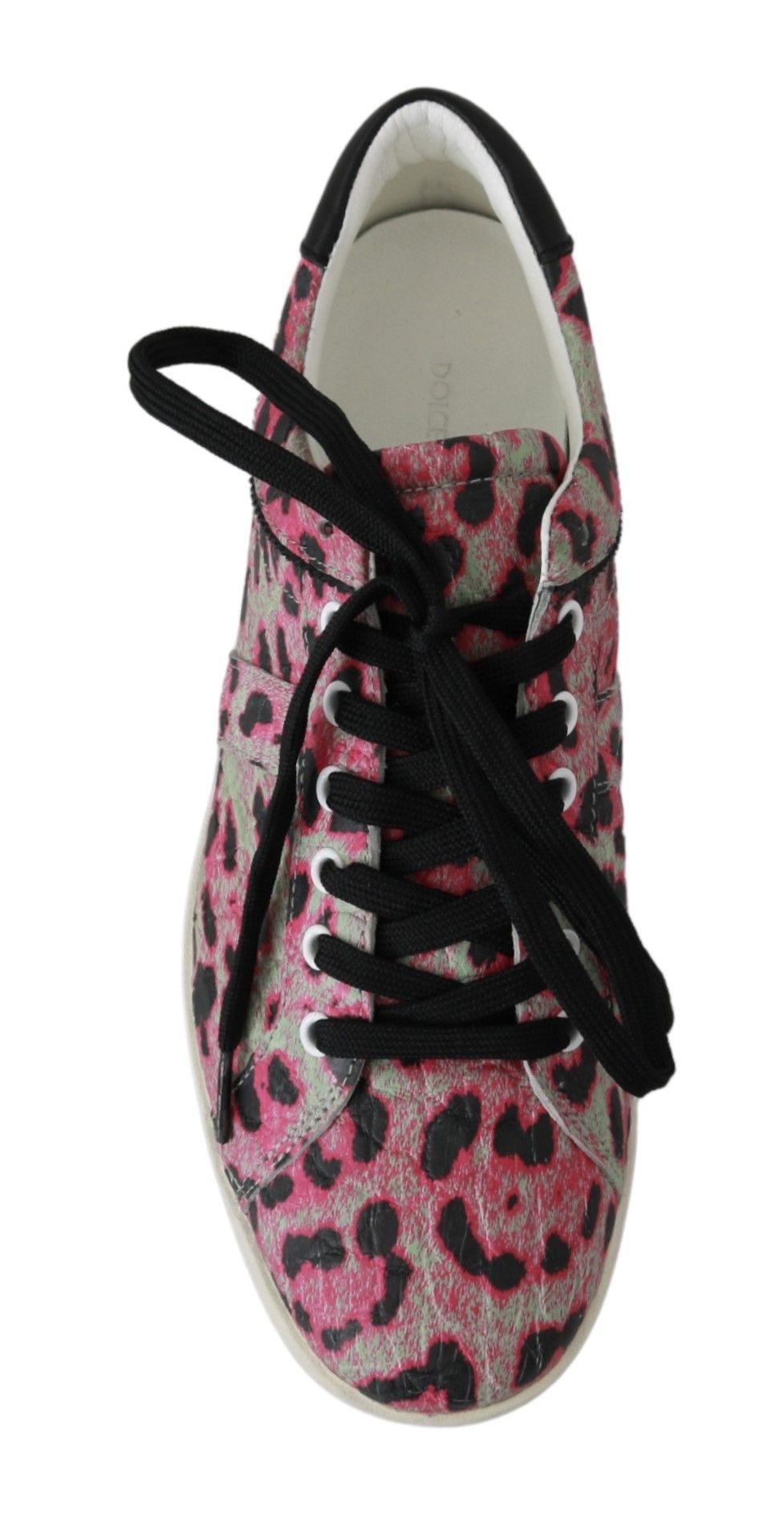Pink and black sneaker with laces