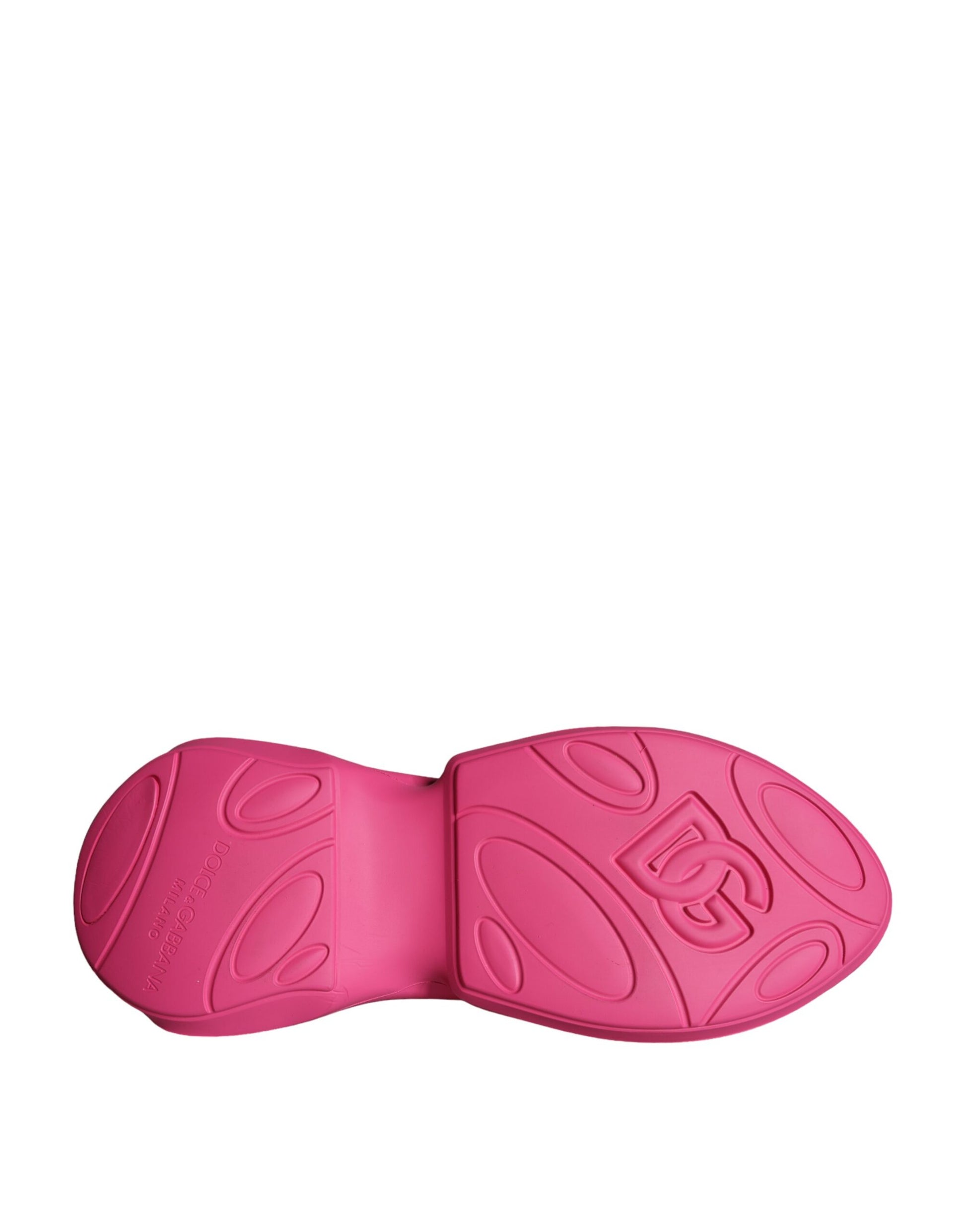 Pink shoe with white sole and design on top