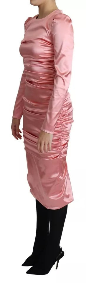 A pink bodycon sheath midi dress with long sleeves from Dolce & Gabbana