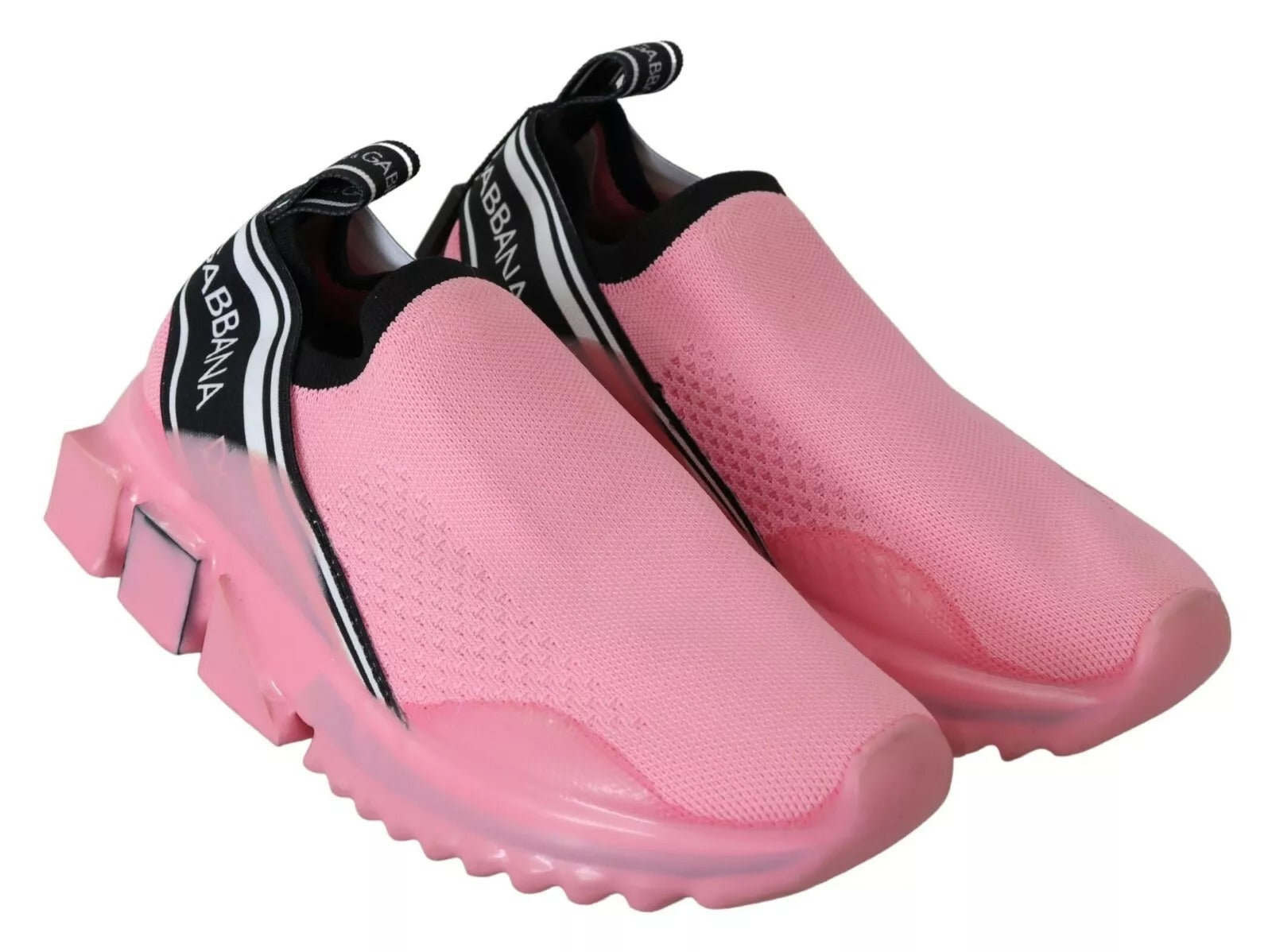 Pink sneakers with black laces