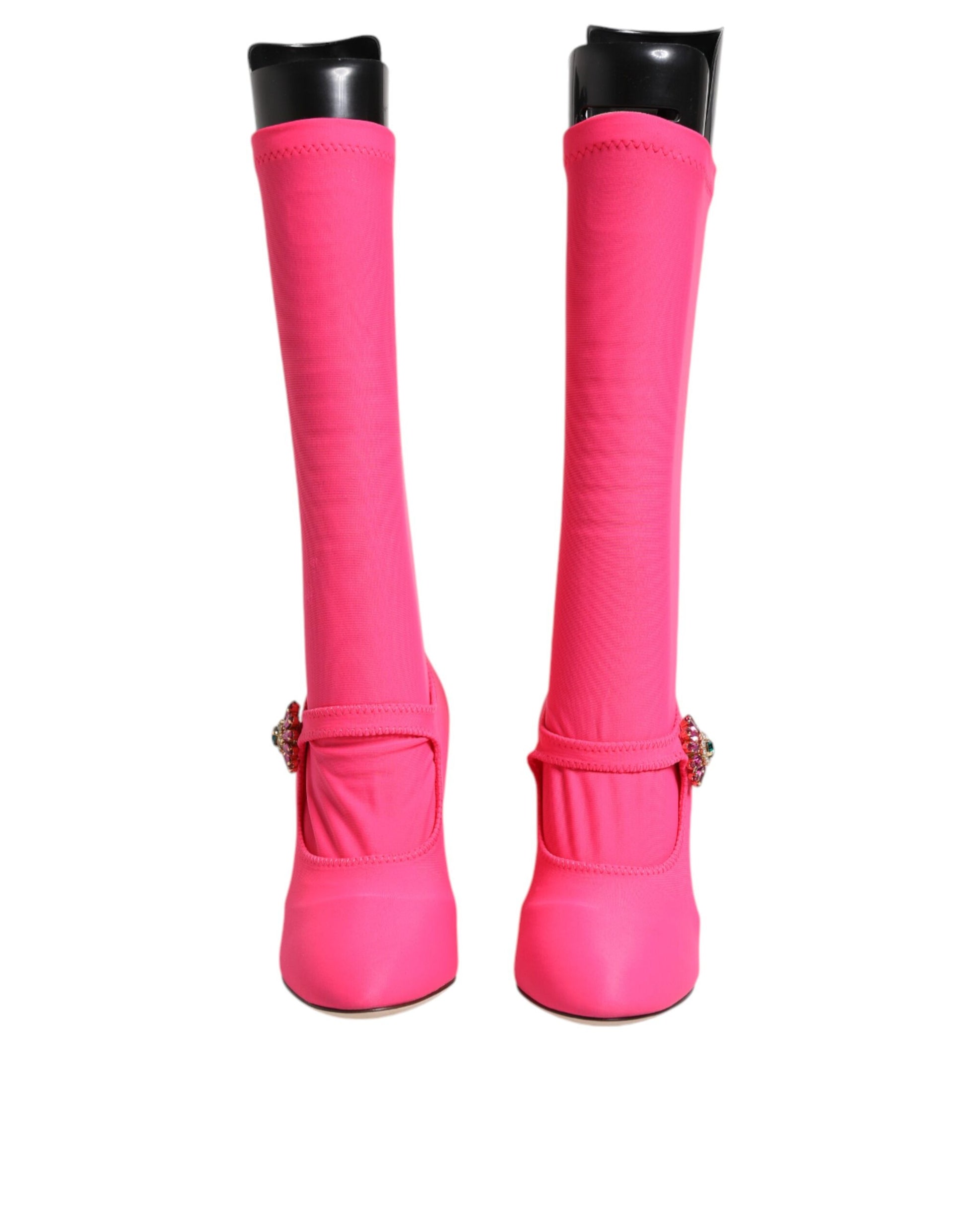 Pair of pink knee high boots