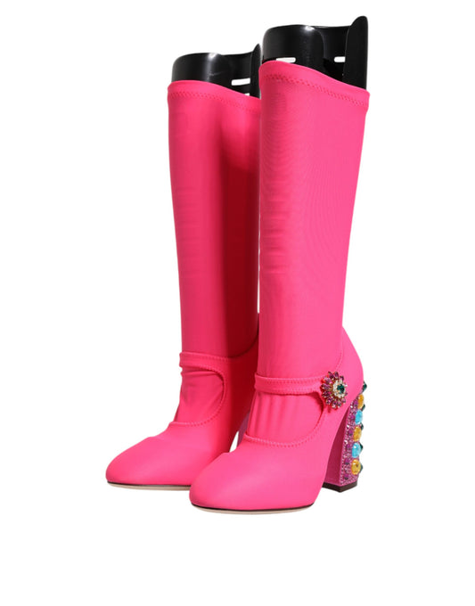 Pair of pink knee high boots