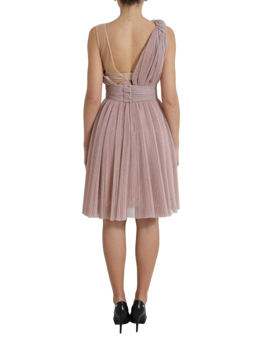 A pink one shoulder pleated lame tulle dress from Dolce & Gabbana