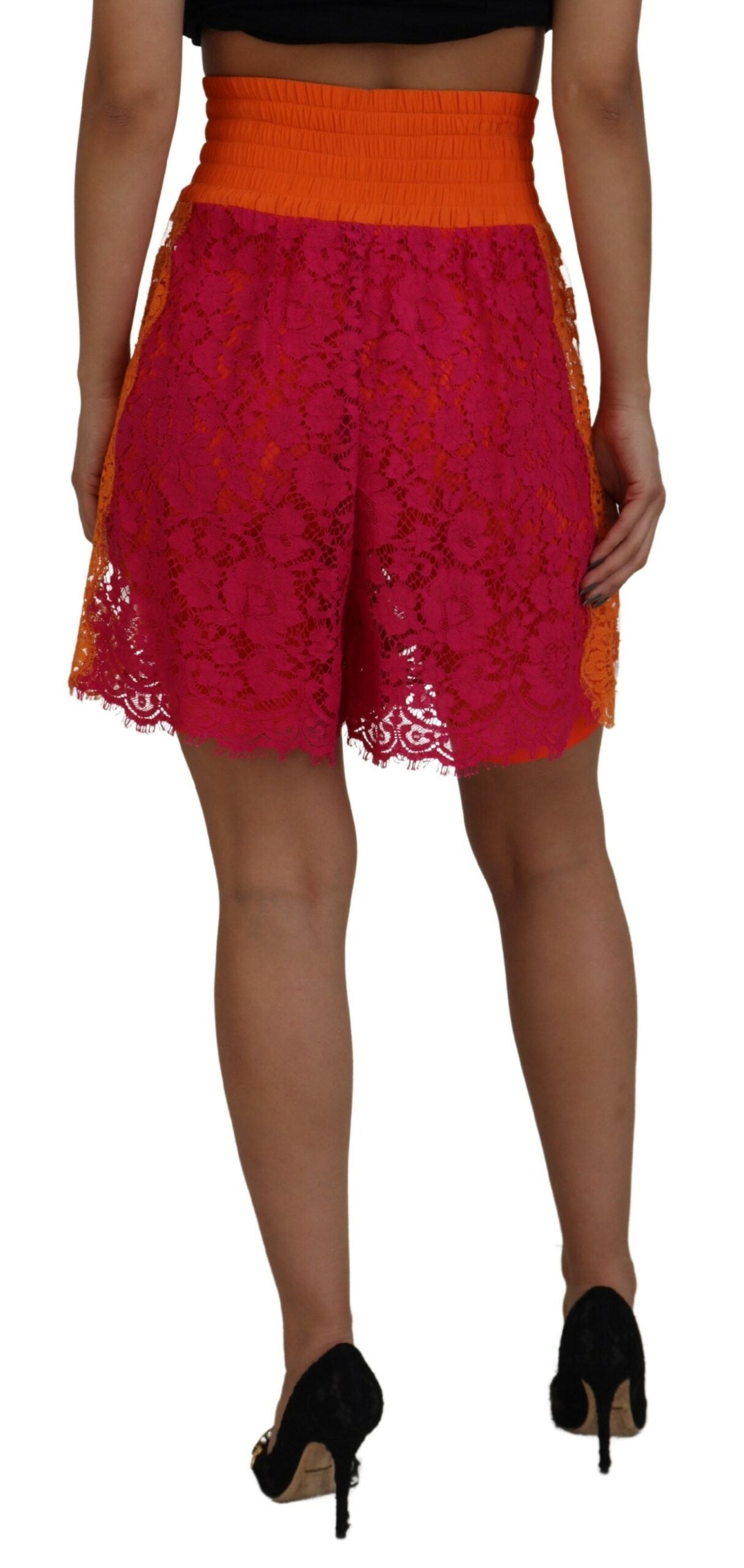 Red lace skirt with orange trim