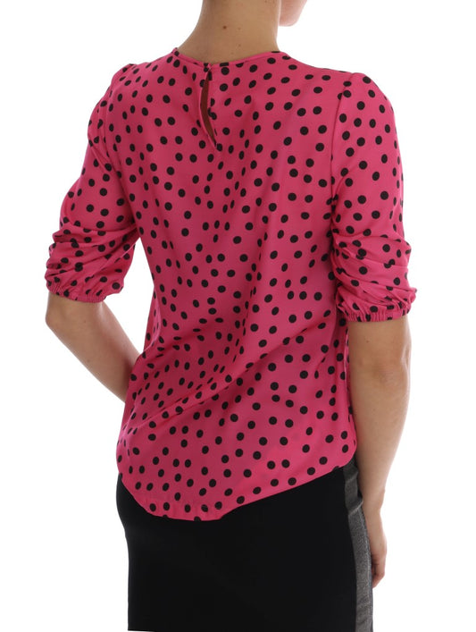 Pink polka dot blouse