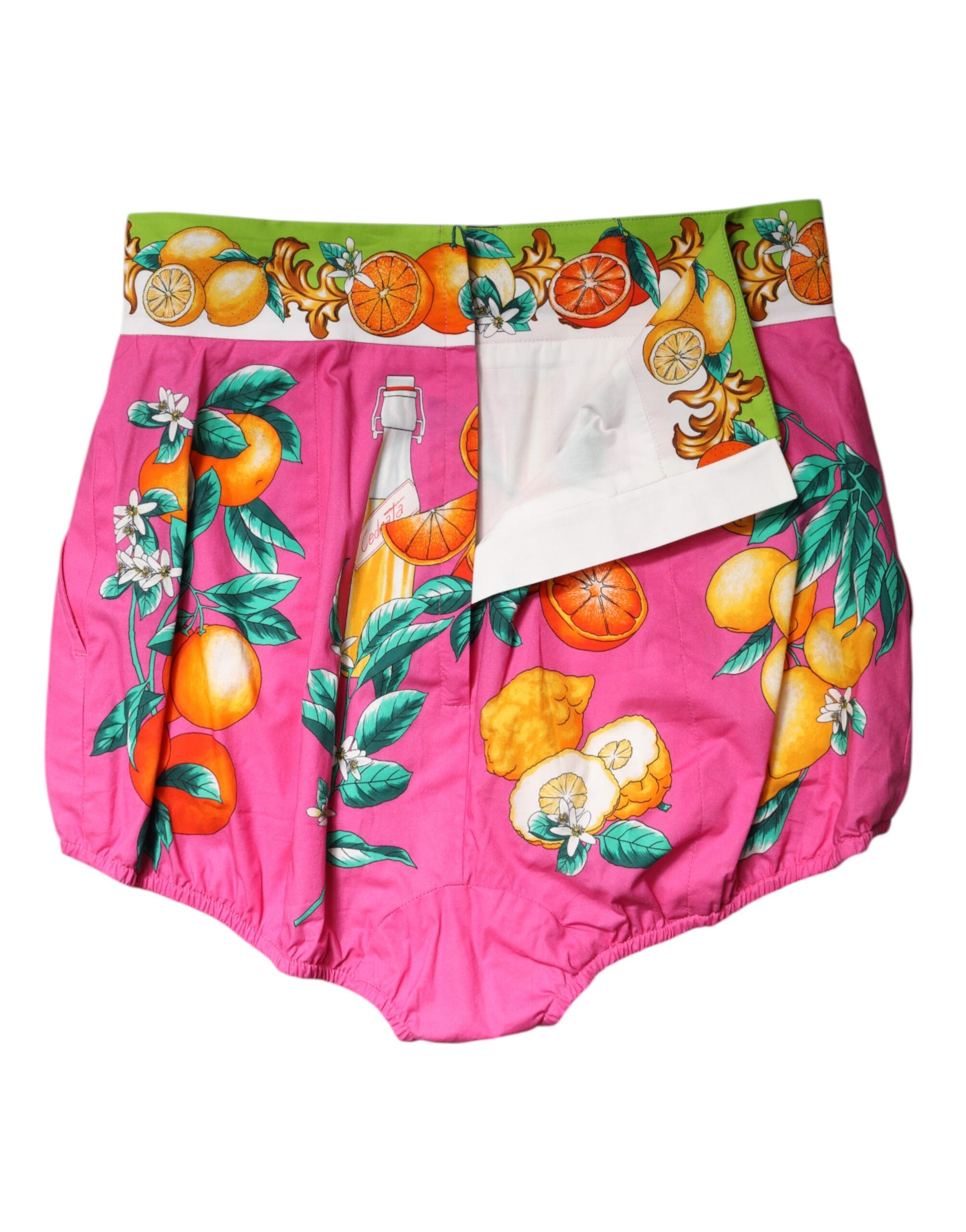 Pink shorts with fruit print
