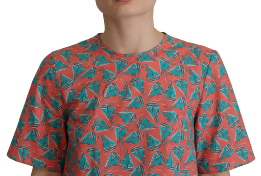 Red shirt with sailboat pattern