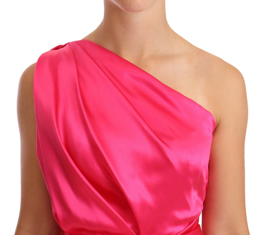 Pink satin strapless dress