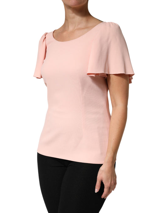 Pink blouse with ruffled sleeves