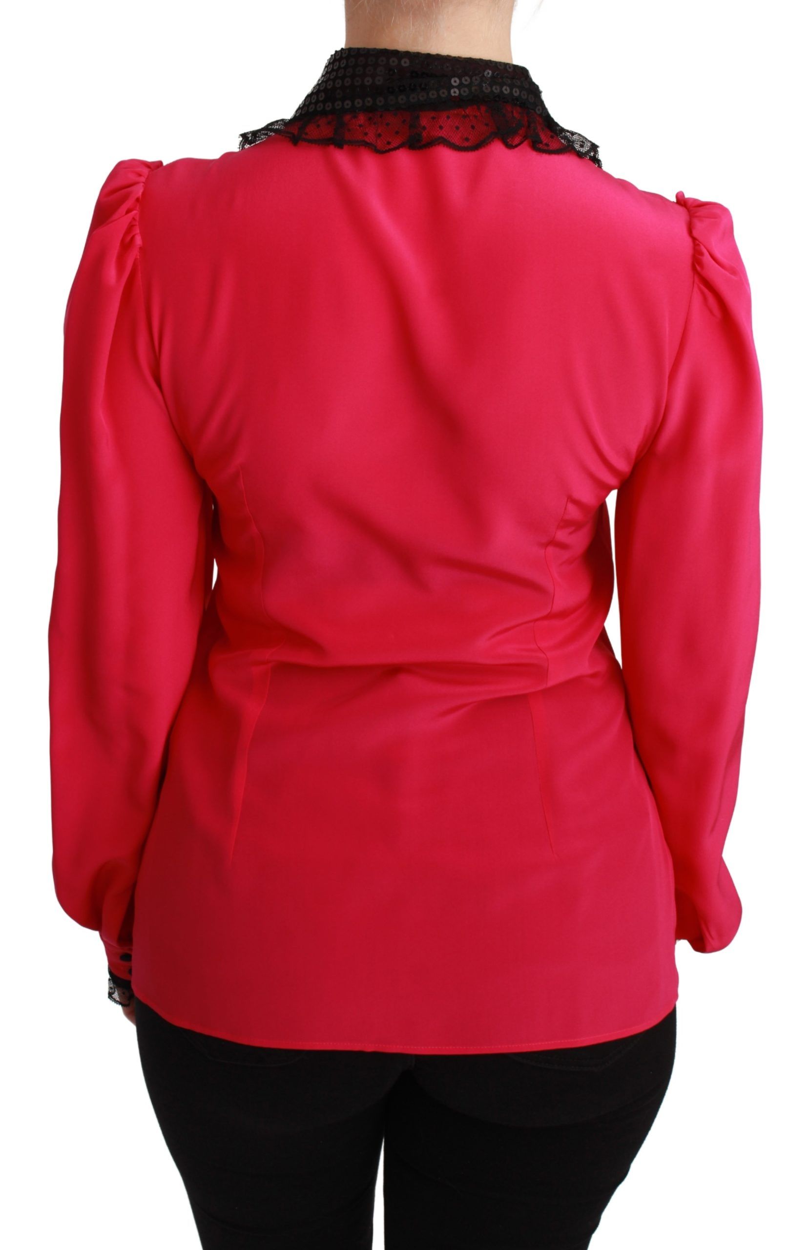 Red jacket with lace trim on back