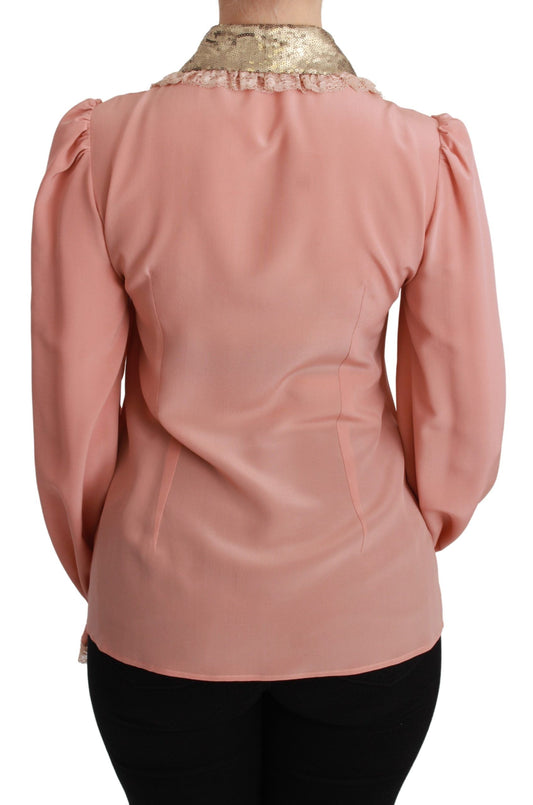 Pink blazer with ruffled collar