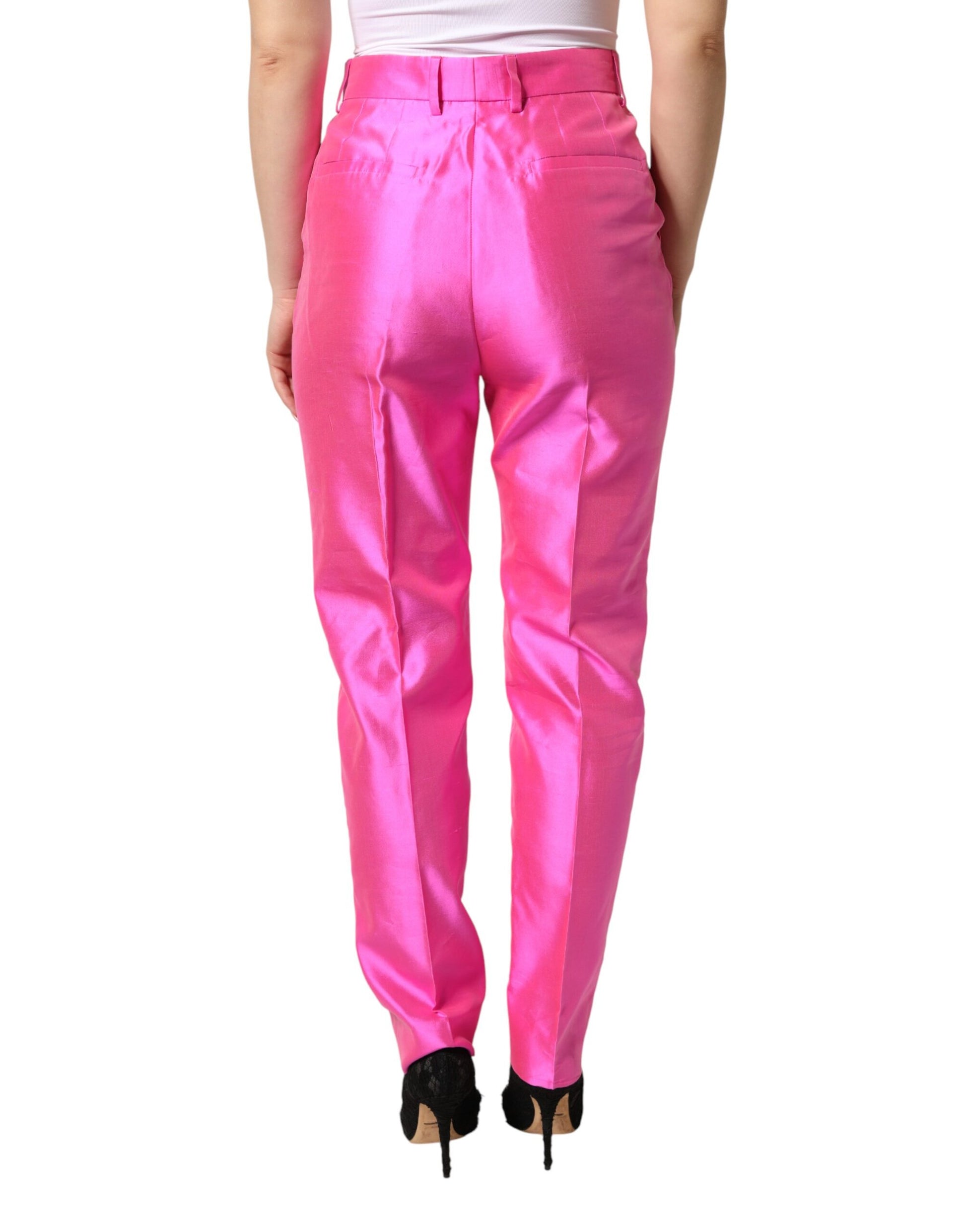 Pink silk high waist dress trousers from Dolce & Gabbana