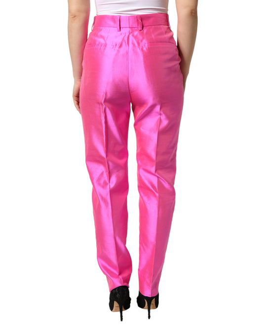 Pink silk high waist dress trousers from Dolce & Gabbana